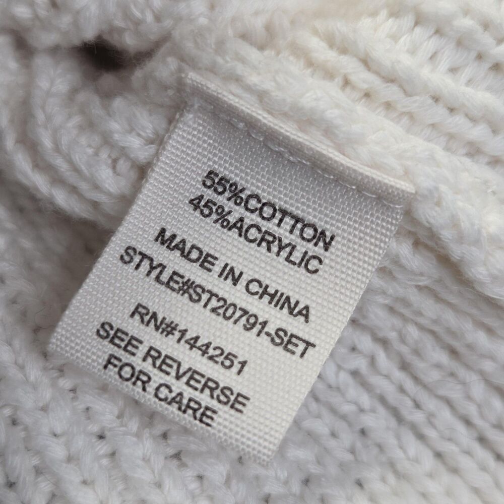 Moon & Madison Sweater Womens Large White Cropped Zip Hoodie Knit Distressed - Picture 10 of 11